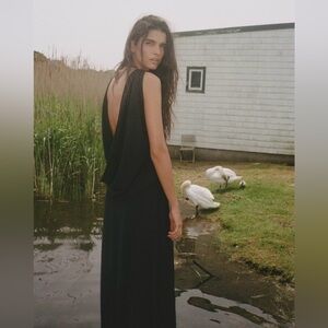 NWT black Zara maxi open back dress